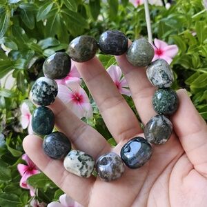 moss agate free form bracelet